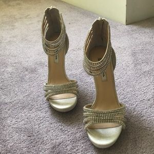 Nina heel with multiple jewel straps & zipper back